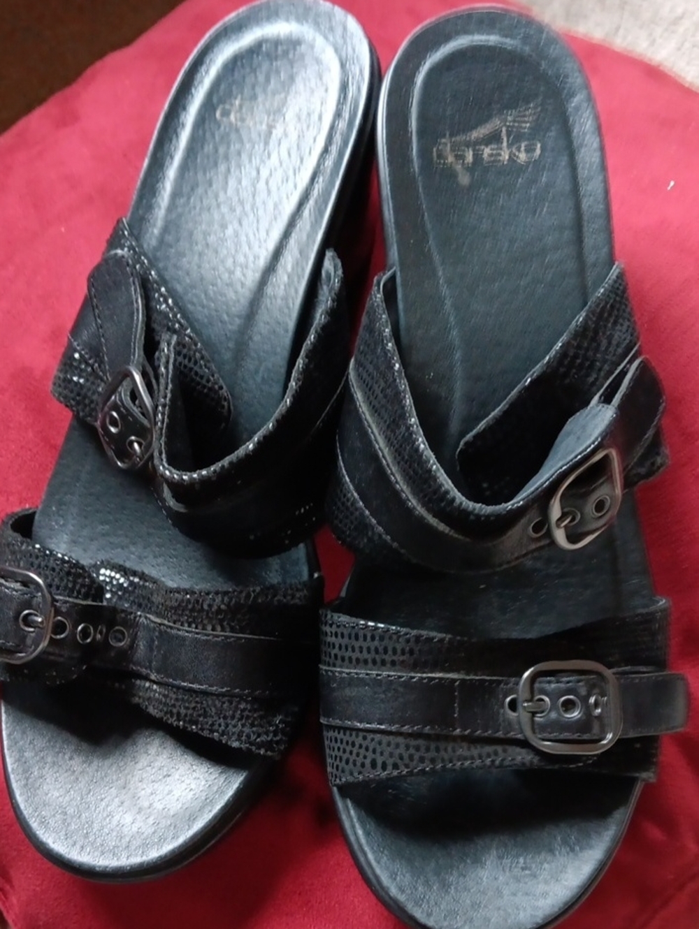 Dansko Black Buckle Slide Sandals